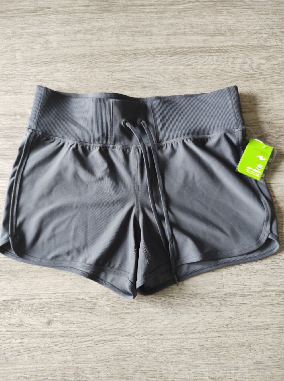 NEW Athletic Works Women’s Ribbed Waist Drawstring Shorts in Gray Size S